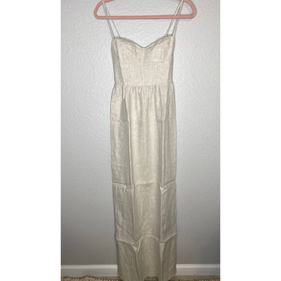 Reformation Effie Linen Maxi Dress in Oatmeal 4 - Picture 1 of 8